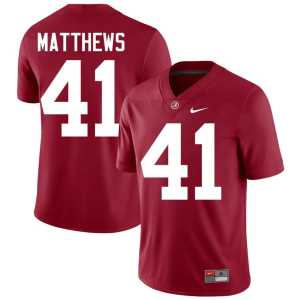 Jamarion Matthews College Football Official Men's Bama #41 Crimson Jerseys 804886-555 - Image 1