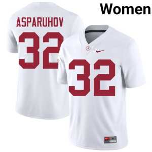 Alex Asparuhov #32 College Football Women Alabama Crimson Tide White Official Jerseys 959544-627 - Image 1