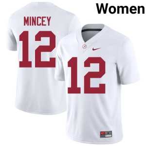 Zavier Mincey Womens White #12 College Football Stitched Bama Jerseys 204308-959 - Image 1
