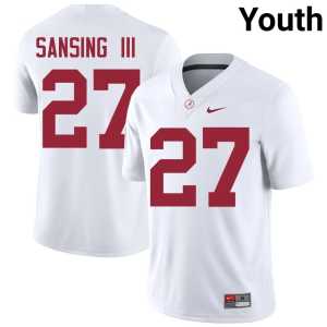 Walter Sansing III College Football Youth Roll Tide White #27 Stitched Jerseys 862142-460 - Image 1