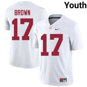 Trae'shawn Brown Go Bama Embroidery Youth #17 College Football White Jerseys 434415-875 - Image 1